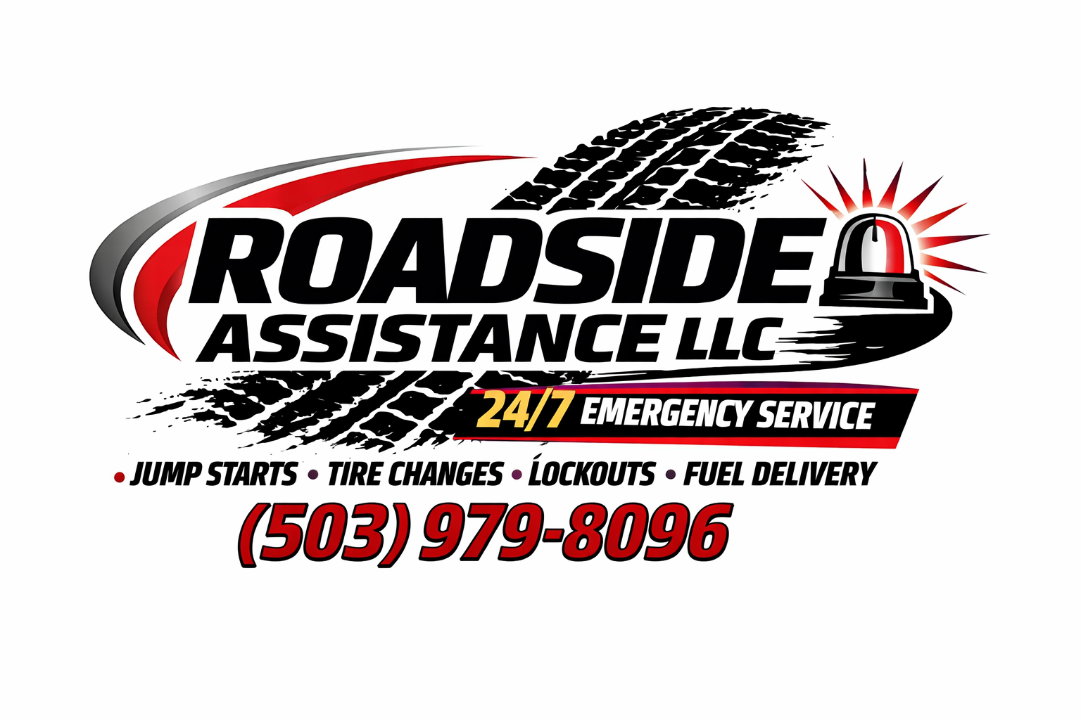 Roadside Assistance LLC. 24/7 emergency service. Jump starts, tire changes, lockouts and fuel delivery. Call (503) 979-8096.